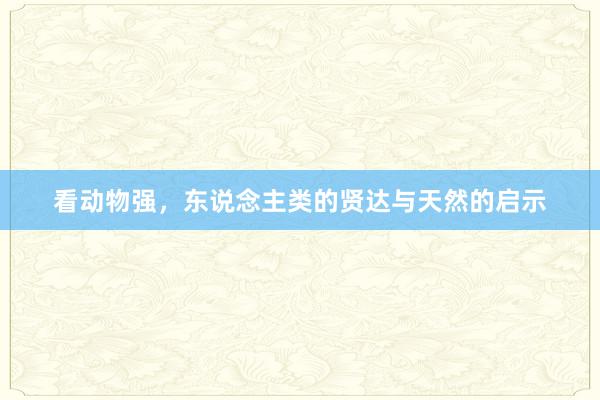 看动物强,东说念主类的贤达与天然的启示
