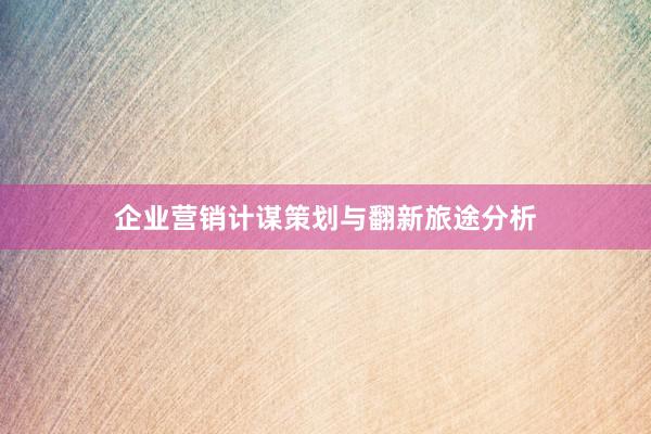 企业营销计谋策划与翻新旅途分析